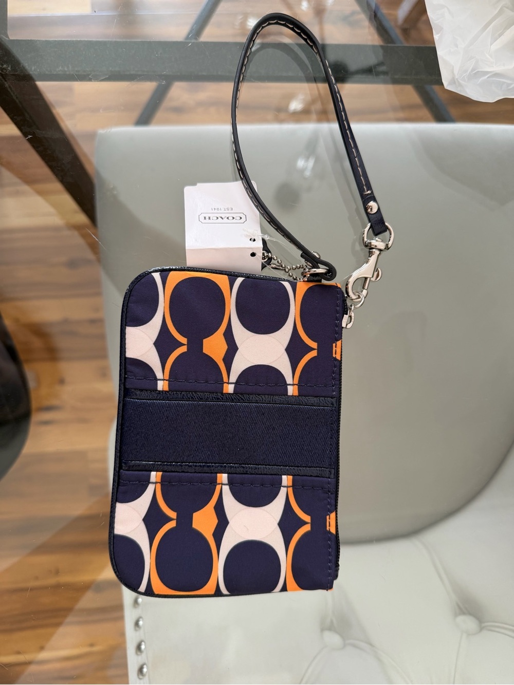 Brand new Coach Signature Circle Print Wristlet - Navy/Orange